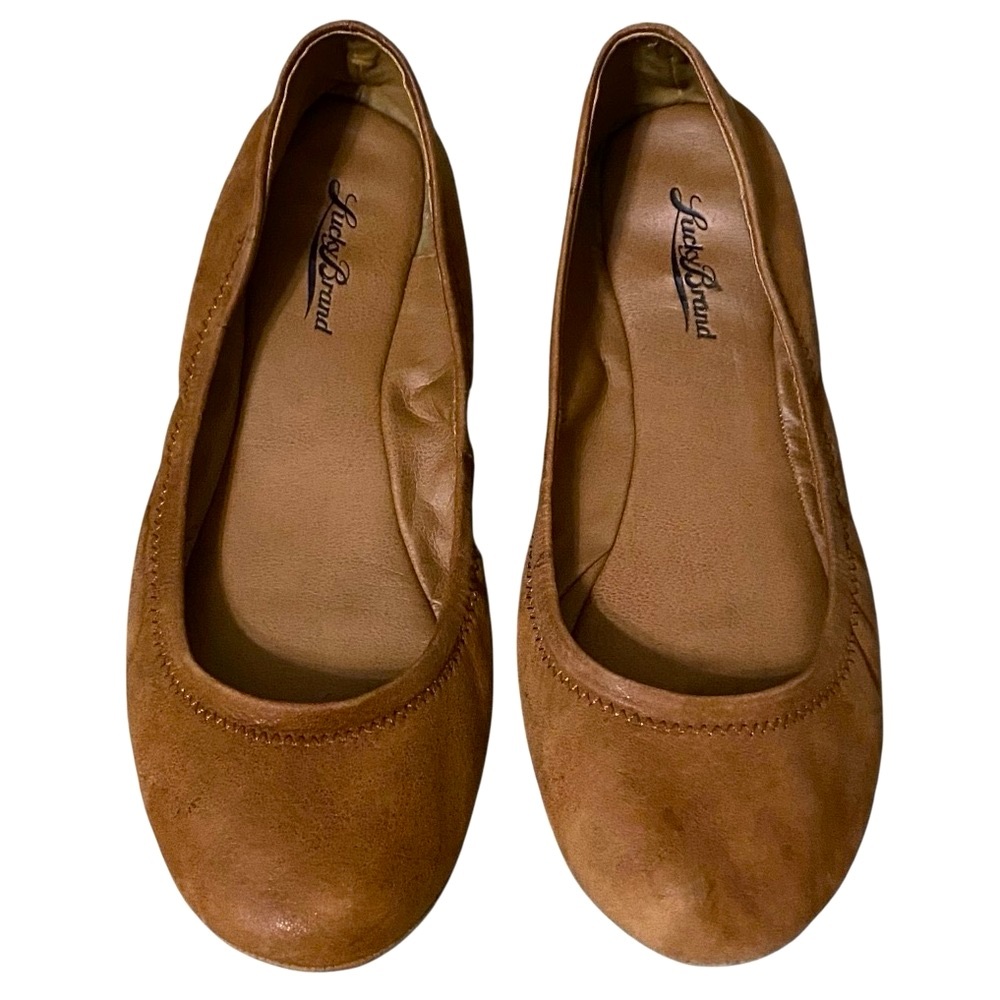 🌑SOLD🌑 Lucky Brand Emmie Tan Leather Foldable Flats Size 8